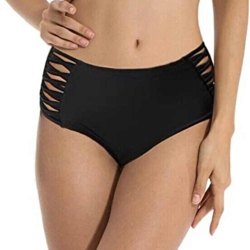 ✨ RELLECIGA High Waisted Strap Bikini Bottom Small Black NWT